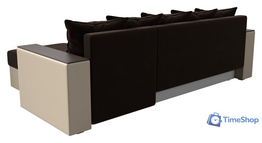 Угловой диван Лига диванов Дубай лайт правый 114183 (микровельвет коричневый/экокожа бежевый) - Изображение №5 — Интернет-магазин Time-Shop