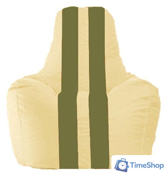 Кресло-мешок Flagman Спортинг С1.1-144 (светло-бежевый/оливковый) - Изображение №1 — Интернет-магазин Time-Shop