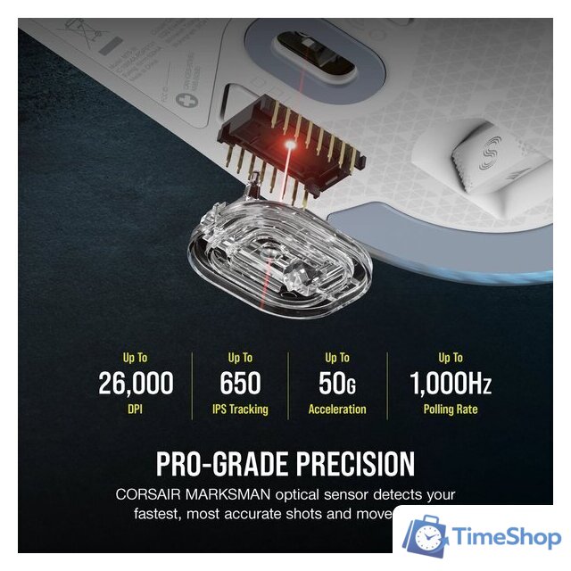 Игровая мышь Corsair M75 Wireless RGB White - Изображение №3 — Интернет-магазин Time-Shop