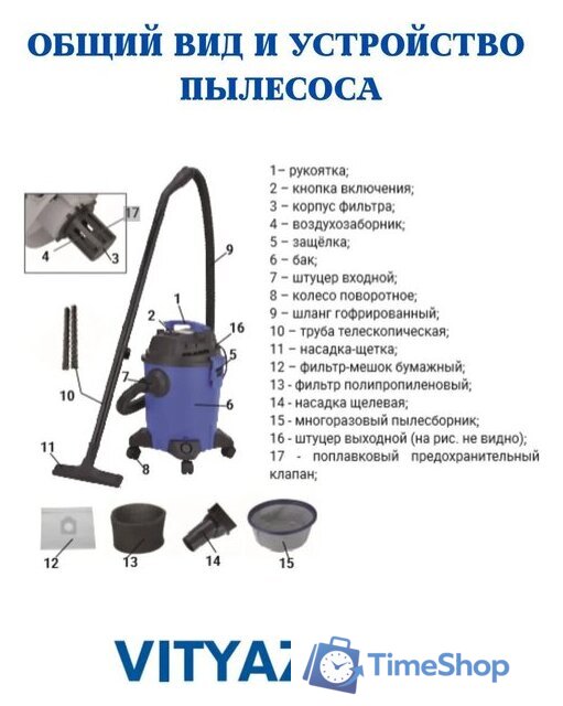 Пылесос Vityaz Pro VP20-1500 - Изображение №2 — Интернет-магазин Time-Shop