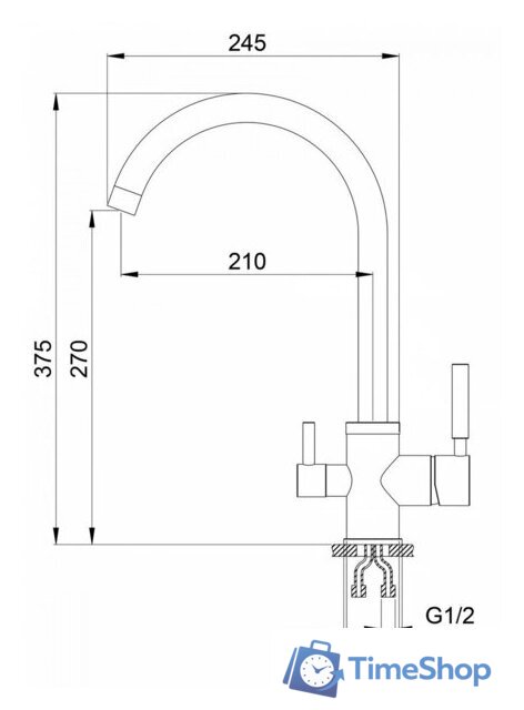Смеситель Krona Brunnen H270 1 КА-00006917 (черный) - Изображение №3 — Интернет-магазин Time-Shop