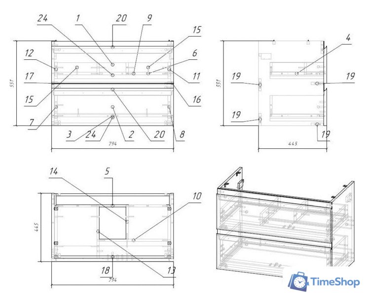  Cersanit Тумба Moduo 80 SZ-MOD80-BL/Wh под умывальник - Изображение №5 — Интернет-магазин Time-Shop