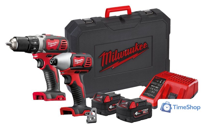  Milwaukee M18 BPP2D-402C 4933447126 (шуруповерт, винтоверт, 2 АКБ, кейс) - Изображение №1 — Интернет-магазин Time-Shop