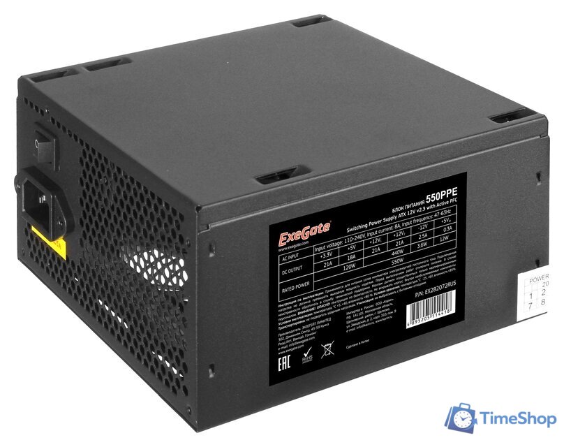 Блок питания ExeGate 550PPE EX282072RUS - Изображение №1 — Интернет-магазин Time-Shop