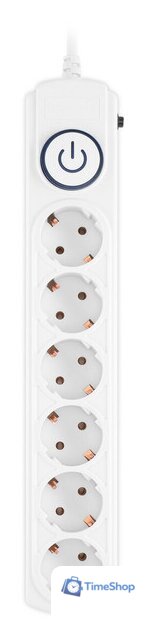 Сетевой фильтр IPPON BK-6-EU-1.8-10-W (1.8м, 6 розеток, белый) - Изображение №2 — Интернет-магазин Time-Shop