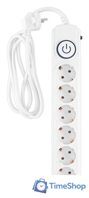Сетевой фильтр IPPON BK-6-EU-1.8-10-W (1.8м, 6 розеток, белый) - Изображение №3 — Интернет-магазин Time-Shop