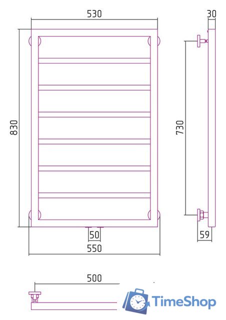 Полотенцесушитель Сунержа Канцлер 800x500 00-0254-8050 - Изображение №3 — Интернет-магазин Time-Shop