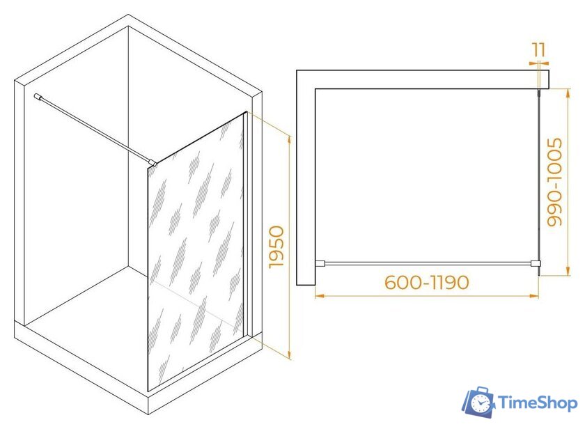 Душевая стенка RGW WA-002W 35100210-15 100 (белый/прозрачное стекло) - Изображение №2 — Интернет-магазин Time-Shop