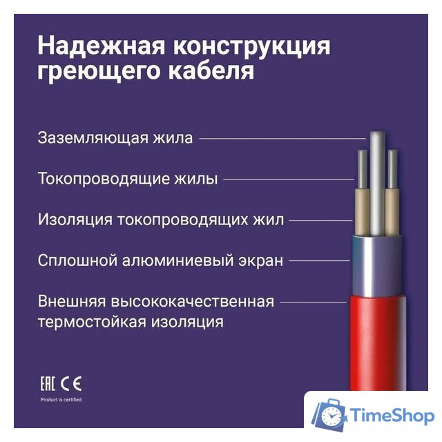 Нагревательный кабель Nunicho Etalon SHS 400Вт с терморегулятором RТС 70.26 (20м) - Изображение №5 — Интернет-магазин Time-Shop