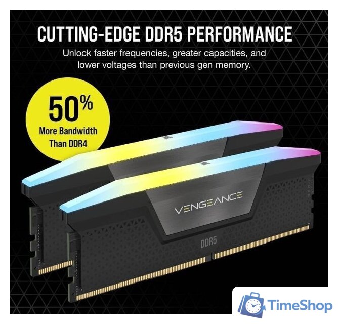 Оперативная память Corsair Vengeance RGB 2x16ГБ DDR5 5600 МГц CMH32GX5M2B5600C40K - Изображение №3 — Интернет-магазин Time-Shop