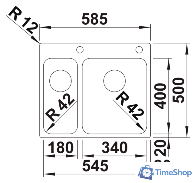 Кухонная мойка Blanco Solis 340/180-IF/A 526132 (правая, полированная) - Изображение №2 — Интернет-магазин Time-Shop