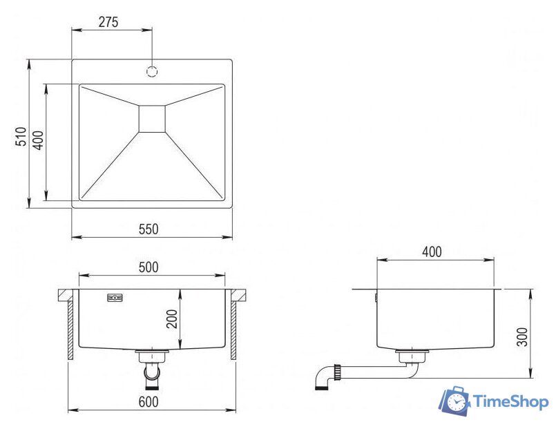 Кухонная мойка Aquasanita Aira AIR100N-G (золотистый) - Изображение №2 — Интернет-магазин Time-Shop