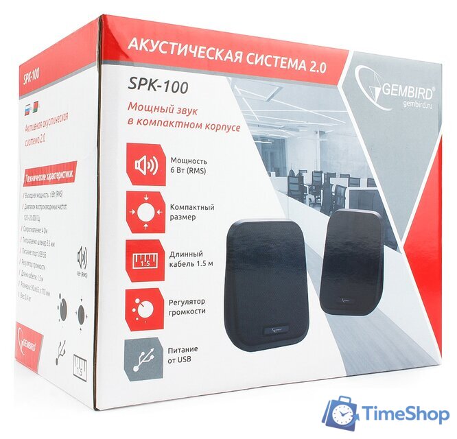 Акустика Gembird SPK-100 (черный) - Изображение №4 — Интернет-магазин Time-Shop