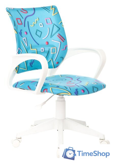 Компьютерное кресло Бюрократ Burokids 1W 1920811 (голубой Sticks 06/пластик белый) - Изображение №1 — Интернет-магазин Time-Shop