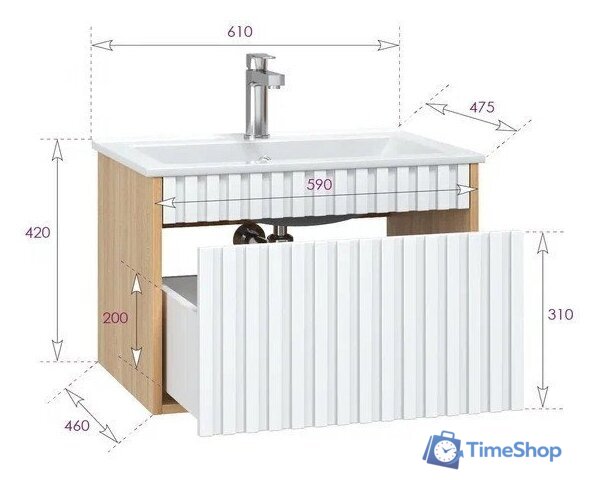  Onika Тумба под умывальник Дайлер 60 106150 (белый/дуб сонома) - Изображение №7 — Интернет-магазин Time-Shop