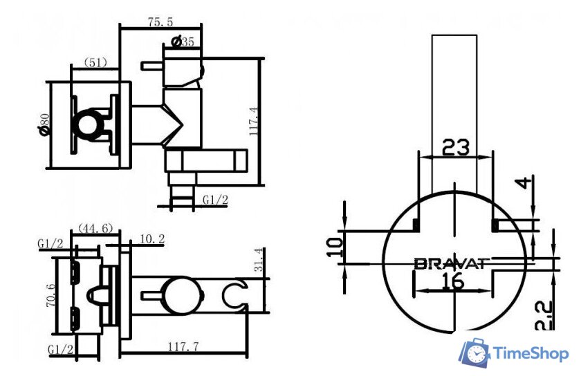 Гигиенический душ Bravat Eler D9137CP-RUS - Изображение №2 — Интернет-магазин Time-Shop