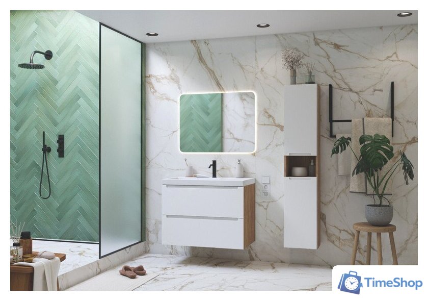  ЗОВ Тумба под умывальник Дион 100 D100LHO0M9003MKV5-KP13W (белый матовый/дуб) - Изображение №3 — Интернет-магазин Time-Shop