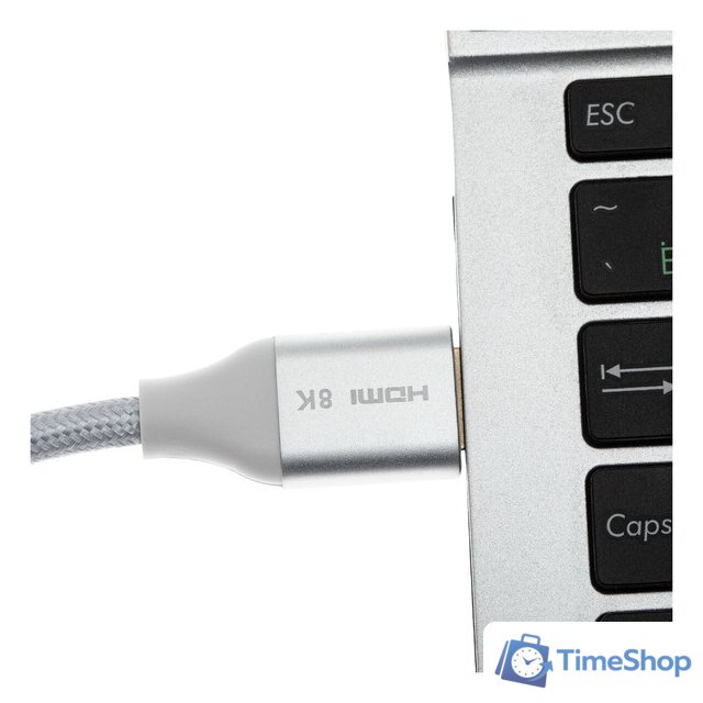 Кабель CACTUS HDMI - HDMI CS-HDMI.2.1-1.8 (1.8 м, серебристый) - Изображение №5 — Интернет-магазин Time-Shop