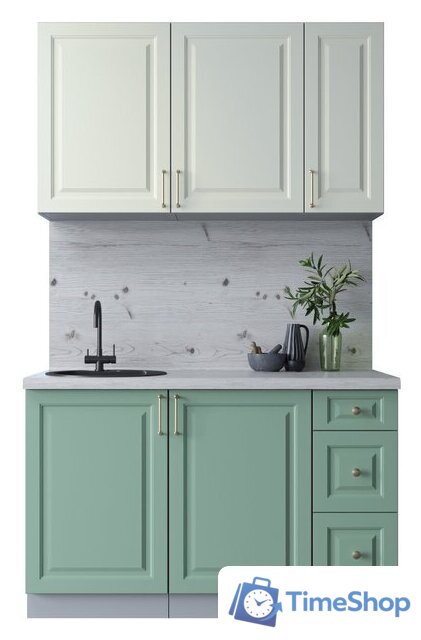 Готовая кухня Интерлиния Мила Шато 1.3А (белый/мята/бискайская сосна) - Изображение №1 — Интернет-магазин Time-Shop