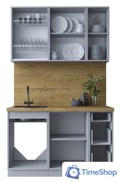 Готовая кухня Интерлиния Мила Шато 1.3А (белый/мята/бискайская сосна) - Изображение №4 — Интернет-магазин Time-Shop