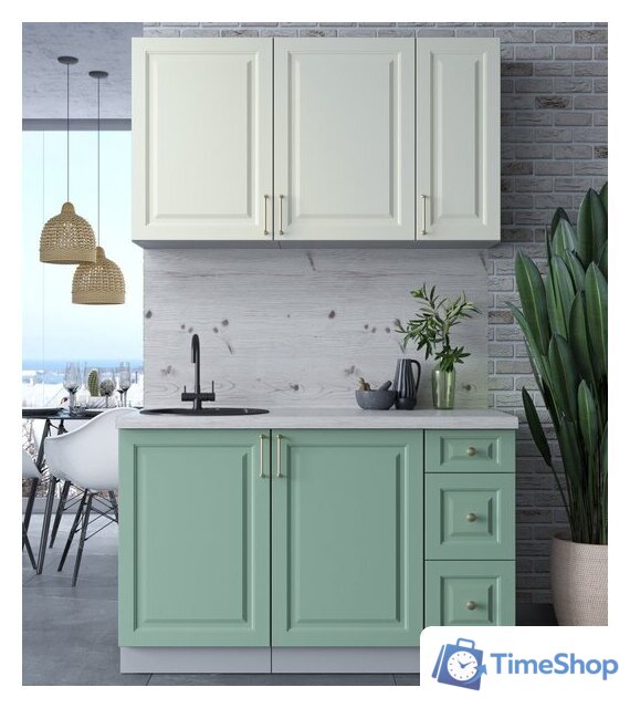 Готовая кухня Интерлиния Мила Шато 1.3А (белый/мята/бискайская сосна) - Изображение №3 — Интернет-магазин Time-Shop