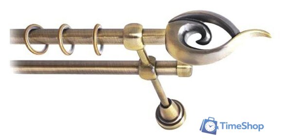 Карниз для штор Lm Decor Наутилус (антик, гладкая, 1.8м 16мм, 2 ряда) - Изображение №1 — Интернет-магазин Time-Shop