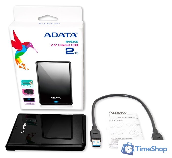 Внешний накопитель ADATA HV620S AHV620S-2TU3-CBK 2TB (черный) - Изображение №6 — Интернет-магазин Time-Shop