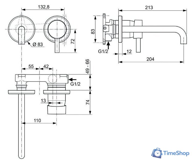 Смеситель Ideal Standard Ceraline A6938XG+A1313NU - Изображение №5 — Интернет-магазин Time-Shop