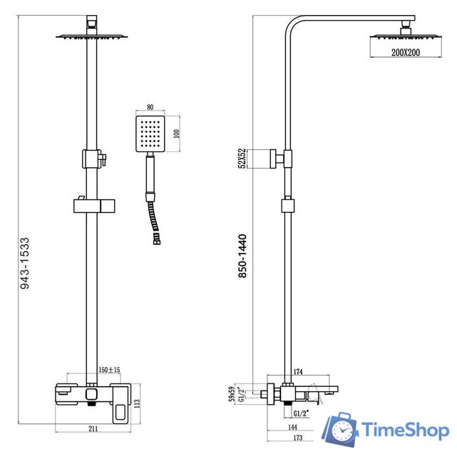 Душевая система  Savol S-SUS5003H - Изображение №2 — Интернет-магазин Time-Shop
