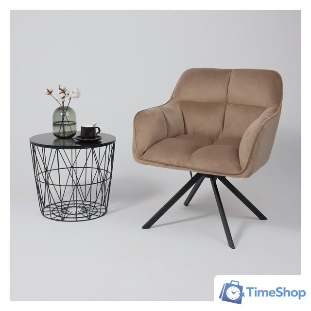 Интерьерное кресло AksHome Virginia (велюр, капучино HCJ-11/черный) - Изображение №3 — Интернет-магазин Time-Shop