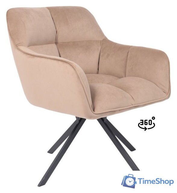 Интерьерное кресло AksHome Virginia (велюр, капучино HCJ-11/черный) - Изображение №1 — Интернет-магазин Time-Shop