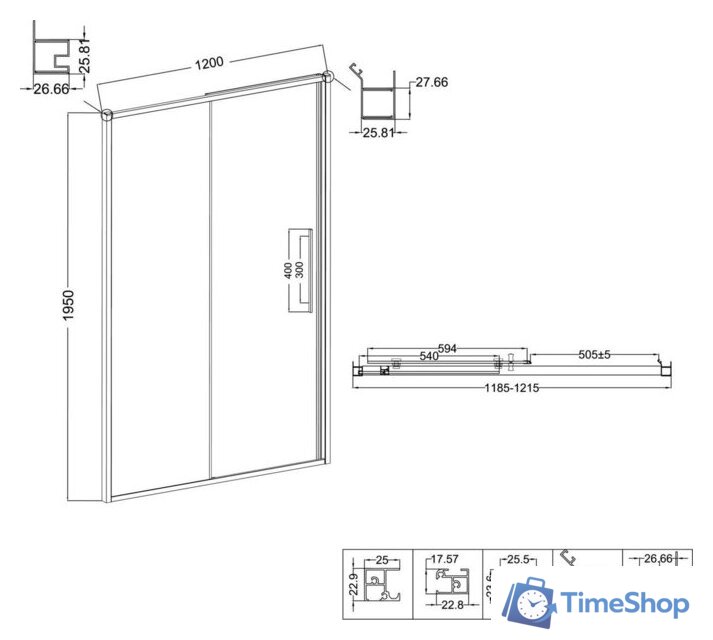 Душевая дверь Niagara Nova NG-34-12AGR 120x195 (графит/прозрачное стекло) - Изображение №10 — Интернет-магазин Time-Shop