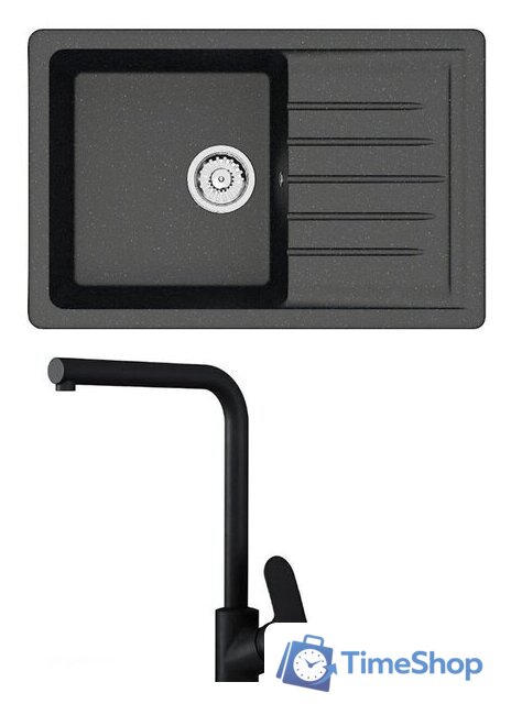 Кухонная мойка Berge BR-7602 + Like F8005022 (черный) - Изображение №1 — Интернет-магазин Time-Shop