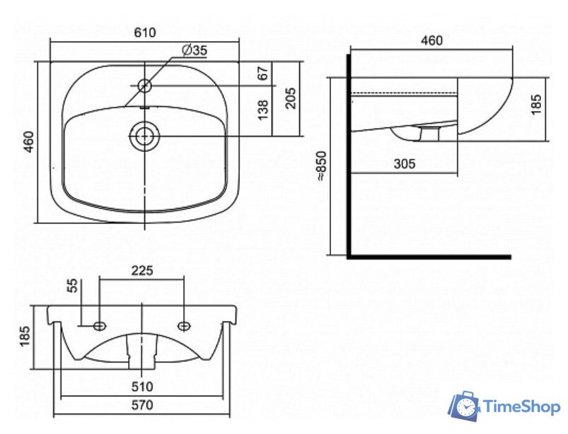  Акватон Тумба с умывальником Онда 60 1A1228K1ON010 - Изображение №8 — Интернет-магазин Time-Shop