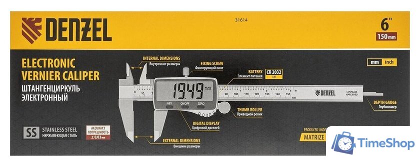 Штангенциркуль Denzel 31614 - Изображение №10 — Интернет-магазин Time-Shop