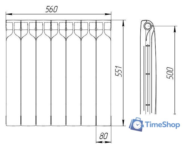 Биметаллический радиатор Теплоприбор БР1 500/90 (7 секций) - Изображение №4 — Интернет-магазин Time-Shop