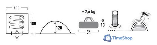 Треккинговая палатка High Peak Beaver 3 10167 (синий) - Изображение №6 — Интернет-магазин Time-Shop