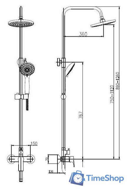 Душевая система  Haiba HB2414 - Изображение №2 — Интернет-магазин Time-Shop