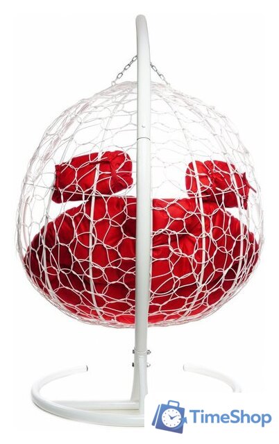 Подвесное кресло M-Group Для двоих 11450106 (белый ротанг/красная подушка) - Изображение №3 — Интернет-магазин Time-Shop