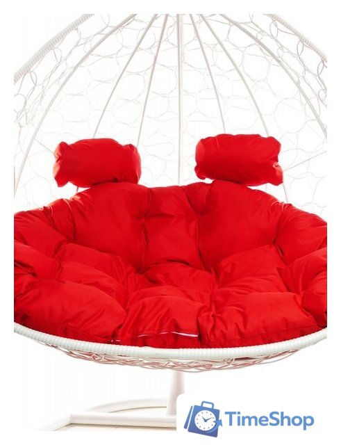 Подвесное кресло M-Group Для двоих 11450106 (белый ротанг/красная подушка) - Изображение №6 — Интернет-магазин Time-Shop