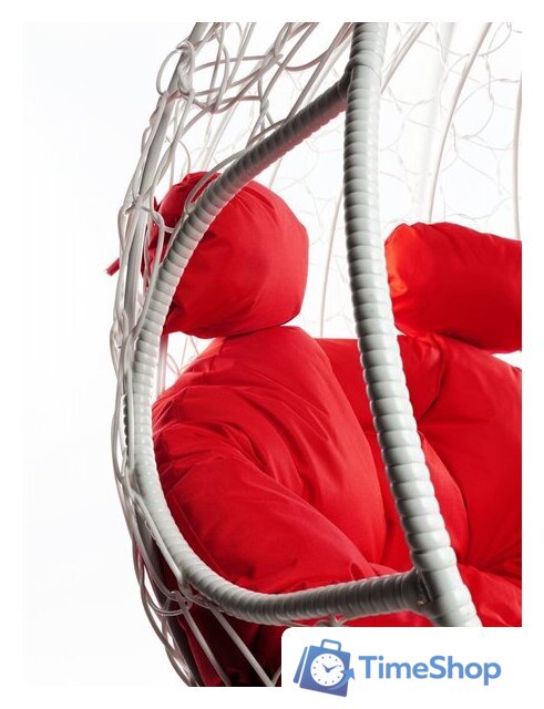 Подвесное кресло M-Group Для двоих 11450106 (белый ротанг/красная подушка) - Изображение №7 — Интернет-магазин Time-Shop