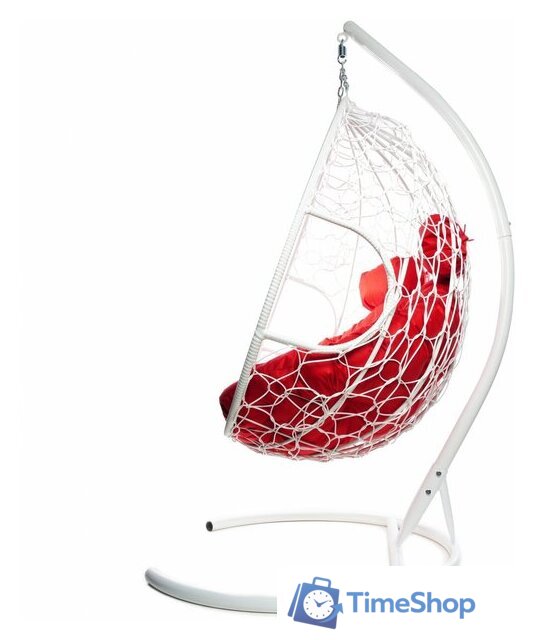 Подвесное кресло M-Group Для двоих 11450106 (белый ротанг/красная подушка) - Изображение №4 — Интернет-магазин Time-Shop