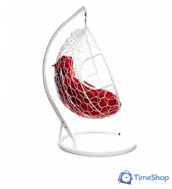 Подвесное кресло M-Group Для двоих 11450106 (белый ротанг/красная подушка) - Изображение №2 — Интернет-магазин Time-Shop