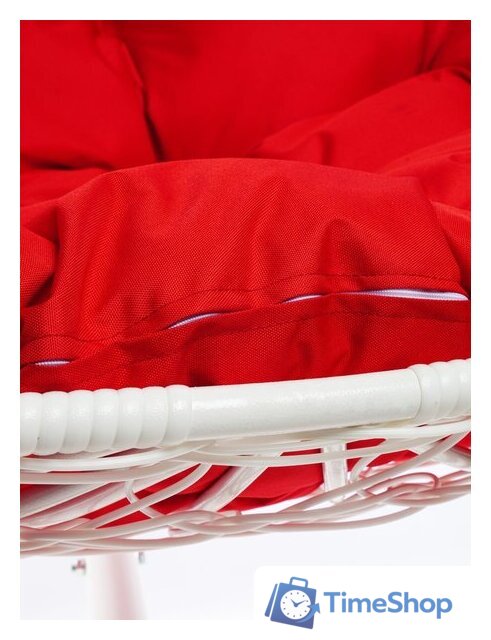 Подвесное кресло M-Group Для двоих 11450106 (белый ротанг/красная подушка) - Изображение №10 — Интернет-магазин Time-Shop