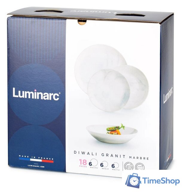 Набор тарелок Luminarc Diwali Marbre Q0216 (18шт) - Изображение №8 — Интернет-магазин Time-Shop
