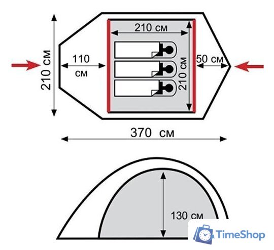 Треккинговая палатка TRAMP Lair 3 v2 - Изображение №2 — Интернет-магазин Time-Shop
