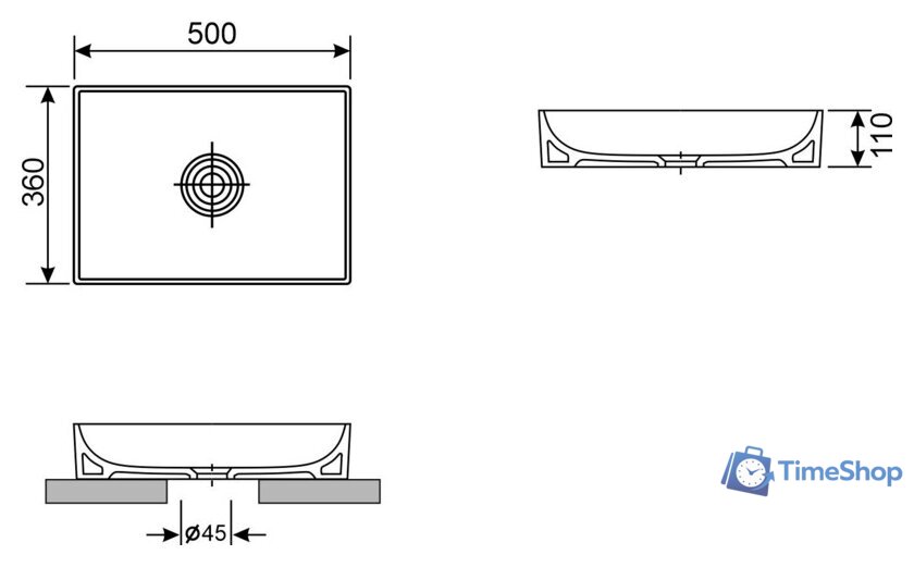 Умывальник Wellsee Pure BY Wellsee 150702001, 2 в 1 - Изображение №4 — Интернет-магазин Time-Shop