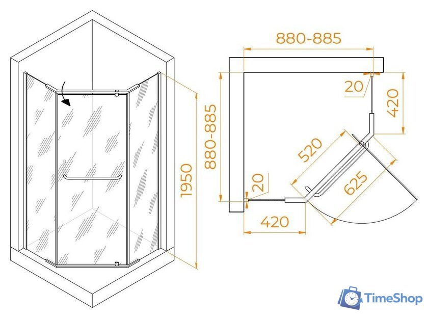 Душевой уголок RGW PA-081B 35088199-14 90x90 (черный/прозрачное стекло) - Изображение №2 — Интернет-магазин Time-Shop
