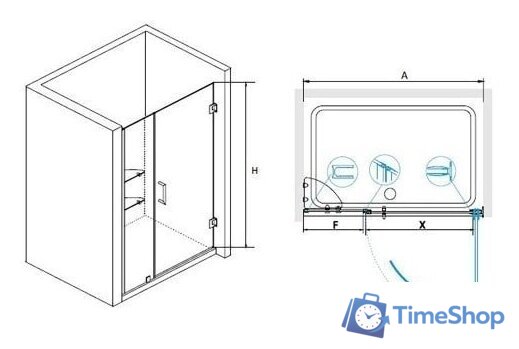 Душевая дверь RGW HO-012 90 (прозрачное стекло) - Изображение №2 — Интернет-магазин Time-Shop