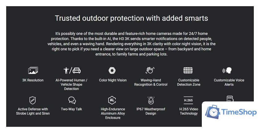 IP-камера Ezviz H3 3K CS-H3-R100-1J5WKFL (2.8 мм) - Изображение №2 — Интернет-магазин Time-Shop